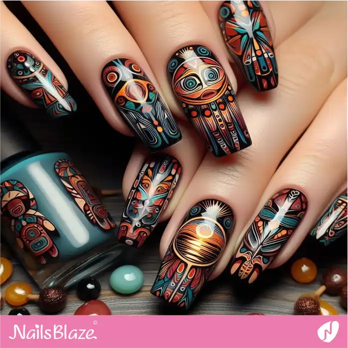 Sun Faces and Sun Set Nail Art | Tribal - NB1846